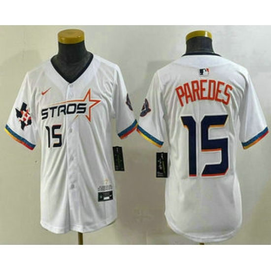 Youth Houston Astros 15 Isaac Paredes Number White 2025 City Connect Limited Stitched Jersey