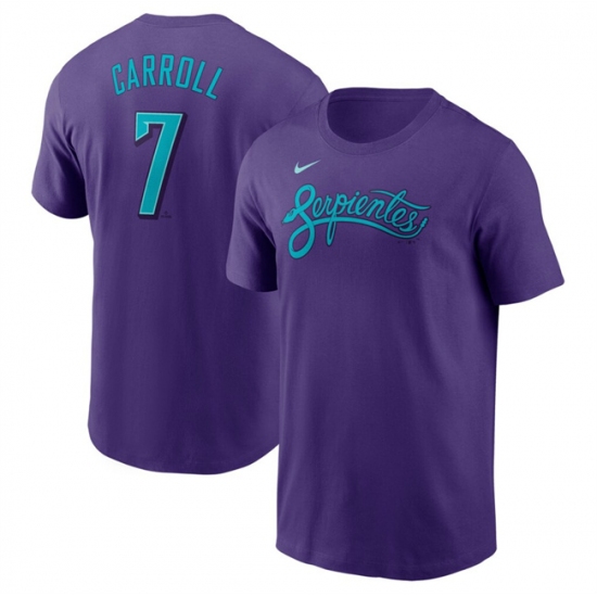 Men's Arizona Diamondbacks 7 Corbin Carroll Purple 2025 City Connect Name & Number T-Shirt