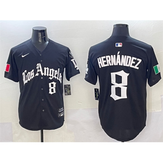 Men's Los Angeles Dodgers 8 Enrique Hernandez Black Mexico 2025 LA Gothic Style With Fernando Vapor Premier Limited Stitched Baseball Jersey