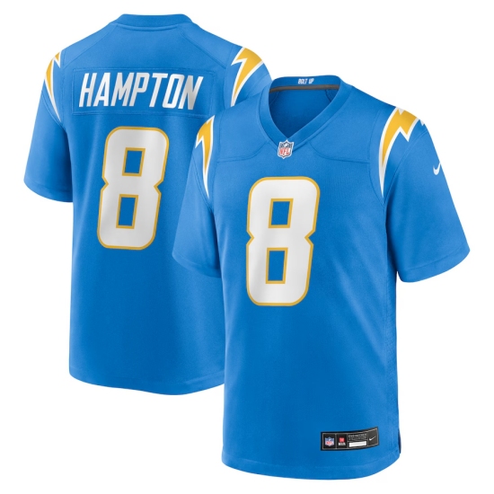 Men's Los Angeles Chargers 8 Omarion Hampton Nike Powder Blue 2025 NFL Draft First Round Pick Game Jersey