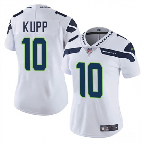 Women's Seattle Seahawks 10 Cooper Kupp White 2025 Vapor Limited Football Stitched Jersey(Run Small)