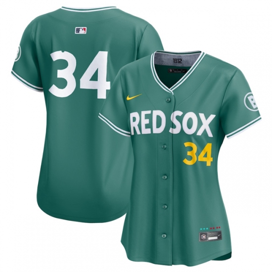 Women's Boston Red Sox 34 David Ortiz Green 2025 City Connect Limited Stitched Baseball Jersey(Run Small)