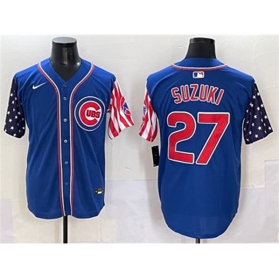 Men's Chicago Cubs 27 Seiya Suzuki Royal 2025 Independence Day Vapor Premier Limited Stitched Baseball Jersey
