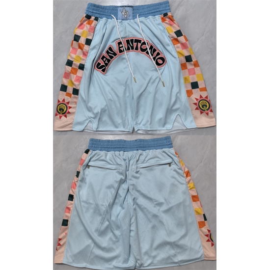 Men's San Antonio Spurs Light Blue City Edition Shorts (Run Small)