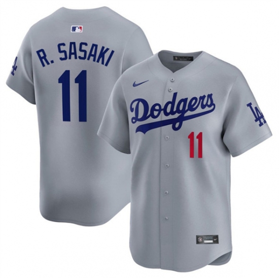 Men's Los Angeles Dodgers 11 Roki Sasaki Gray 2025 Alternate Limited Stitched Baseball Jersey