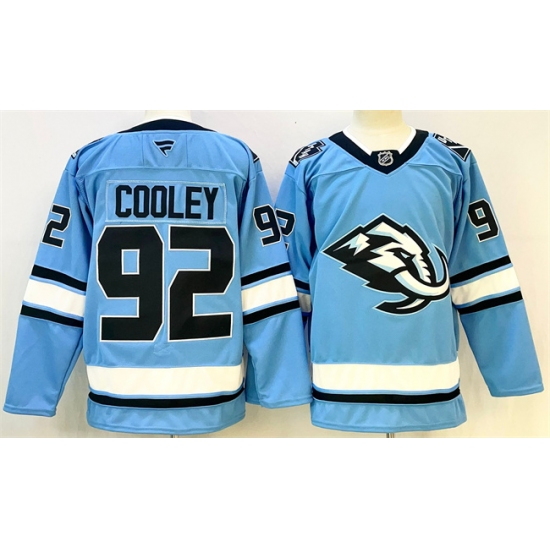 Men's Utah Mammoth 92 Logan Cooley Blue Stitched Jersey