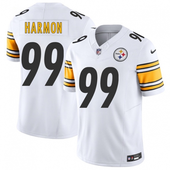 Men's Pittsburgh Steelers 99 Derrick Harmon White 2025 Draft F.U.S.E. Vapor Limited Football Stitched Jersey
