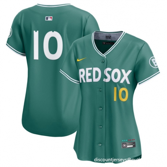 Women's Boston Red Sox 10 Trevor Story Green 2025 City Connect Limited Stitched Baseball Jersey(Run Small)
