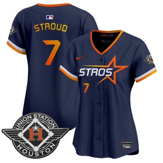 Women's Houston Astros 7 C.J. Stroud Navy 2025 City Connect Limited Stitched Baseball Jersey(Run Small)