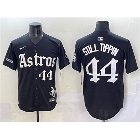 Men's Houston Astros 44 Still Tippin Black Gothic 'Houston Born Barrio Raised' Limited Stitched Baseball Jersey