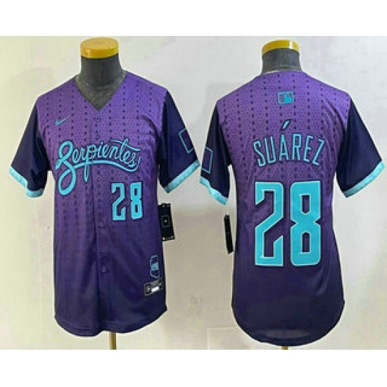 Youth Arizona Diamondbacks 28 Eugenio Suarez Number Purple 2025 City Connect Limited Jersey