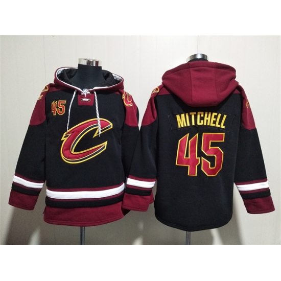 Men's Cleveland Cavaliers 45 Donovan Mitchell Black Red Ageless Must-Have Lace-Up Pullover Hoodie