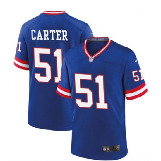 Men's New York Giants 51 Abdul Carter Royal Classic Football Stitched Game Jersey