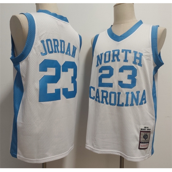 Men's North Carolina Tar Heels 23 Michael Jordan White Throwback Stitched Jersey