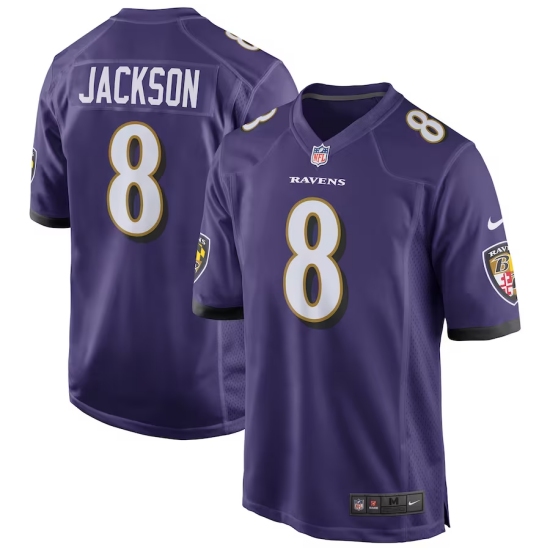 Men's Baltimore Ravens 8 Lamar Jackson Nike Purple Game Jersey