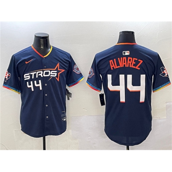 Men's Houston Astros 44 Yordan Alvarez Navy 2025 City Connect With Texas Patch Limited Stitched Baseball Jersey
