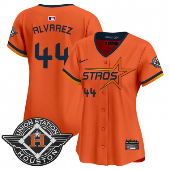 Women's Houston Astros 44 Yordan Alvarez Orange 2025 City Connect Limited Stitched Baseball Jersey(Run Small)