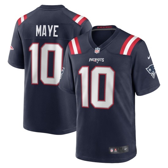 Men's New England Patriots 10 Drake Maye Nike Navy Player Game Jersey
