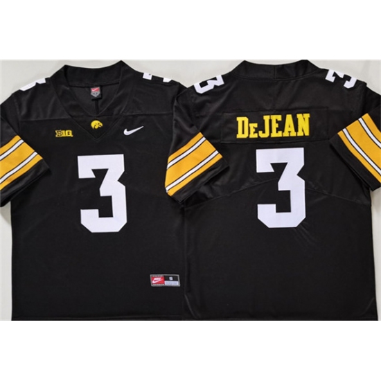 Men's Iowa Hawkeyes 3 Cooper DeJean Black Stitched Jersey
