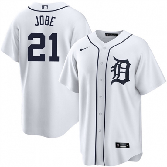 Men's Detroit Tigers 21 Jackson Jobe White Cool Base Stitched Baseball Jersey