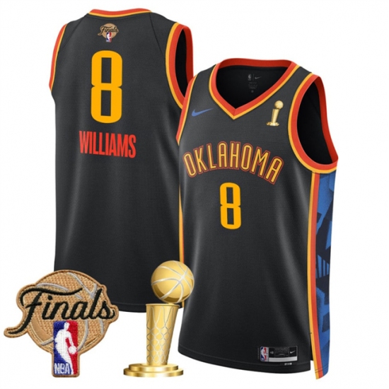 Men's Oklahoma City Thunder 8 Jalen Williams Black 2025 Finals And Finals Champions City Edition Stitched Basketball Jersey