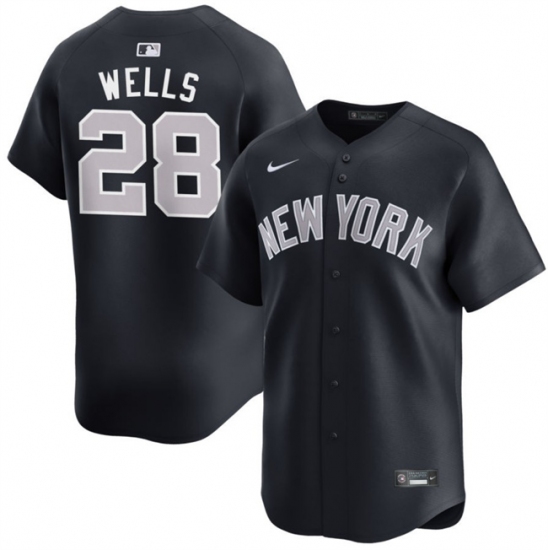 Men's New York Yankees 28 Austin Wells Navy 2025 Alternate Limited Stitched Baseball Jersey