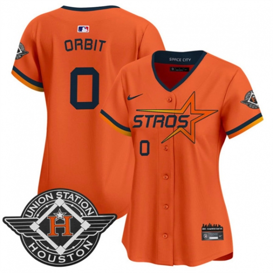 Women's Houston Astros 0 Orbit Orange 2025 City Connect Limited Stitched Baseball Jersey(Run Small)