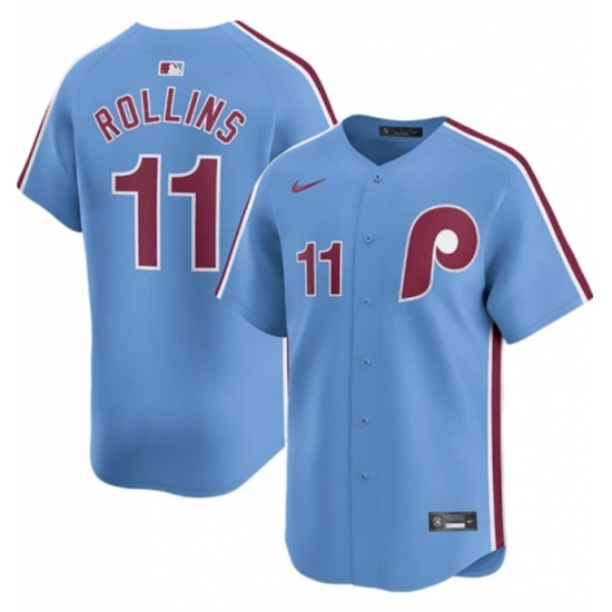 Men's Philadelphia Phillies 11 Jimmy Rollins Light Blue Alternate Limited Stitched Jersey