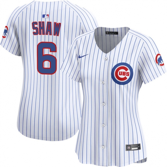Women's Chicago Cubs 6 Matt Shaw White Home Limited Stitched Baseball Jersey(Run Small)