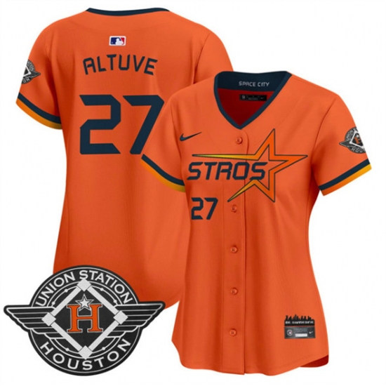 Women's Houston Astros 27 Jose Altuve Orange 2025 City Connect Limited Stitched Baseball Jersey(Run Small)