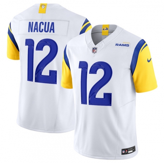 Women's Los Angeles Rams 12 Puka Nacua White 2024 F.U.S.E. Vapor Untouchable Stitched Jersey(Run Small)