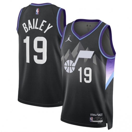 Men's Utah Jazz 19 Ace Bailey Black 2024-25 Draft Statement Edition Stitched Basketball Jersey