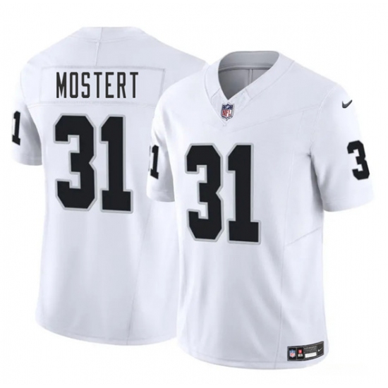 Men's Las Vegas Raiders 31 Raheem Mostert White 2025 F.U.S.E. Vapor Football Stitched Jersey