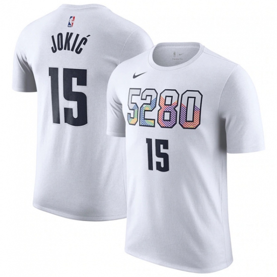 Men's Denver Nuggets 15 Nikola Jokic White 2024-25 City Edition Name & Number T-Shirt