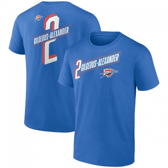 Men's Oklahoma City Thunder 2 Shai Gilgeous-Alexander Blue Full-Court Press Name & Number T-Shirt
