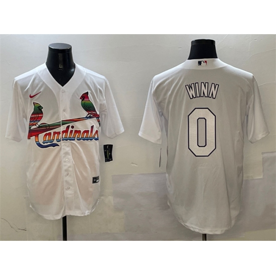 Men's St. Louis Cardinals 0 Masyn Winn White Cool Base Stitched Baseball Jersey