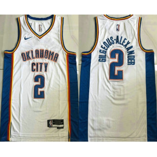 Men's Oklahoma City Thunder 2 Shai Gilgeous-Alexander White Icon Sponsor AU Jersey