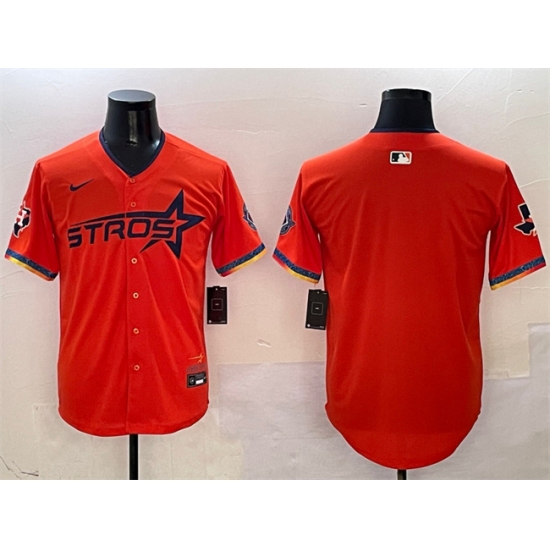 Men's Houston Astros Blank Orange 2025 City Connect With Texas Limited Stitched Baseball Jersey