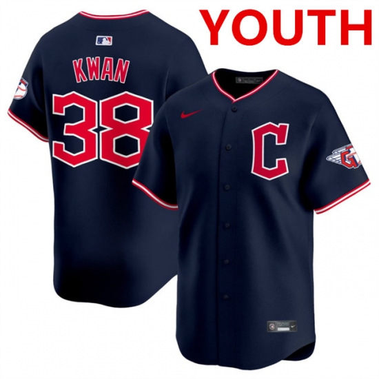 Youth Cleveland Guardians 38 Steven Kwan Navy 2025 Alternate Limited Stitched Baseball Jersey