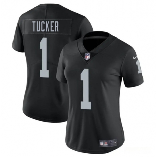 Women's Las Vegas Raiders 1 Tre Tucker Black 2025 Vapor Football Stitched Jersey(Run Small)