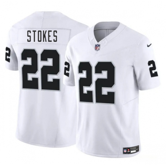 Men's Las Vegas Raiders 22 Eric Stokes White 2025 F.U.S.E. Vapor Football Stitched Jersey