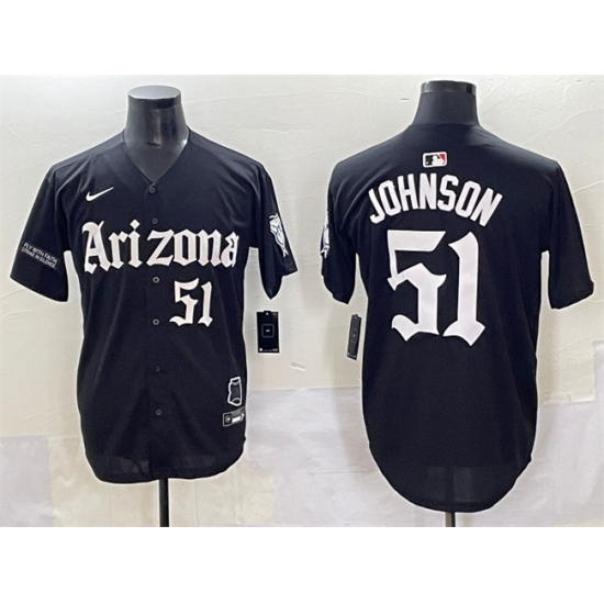 Men's Arizona Diamondbacks 51 Randy Johnson Black 'Gothic Desert Fang Edition' Vapor Premier Limited Stitched Baseball Jersey