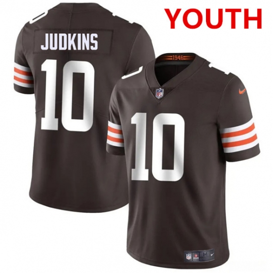 Youth Cleveland Browns 10 Quinshon Judkins Brown 2025 Vapor Limited Football Stitched Jersey
