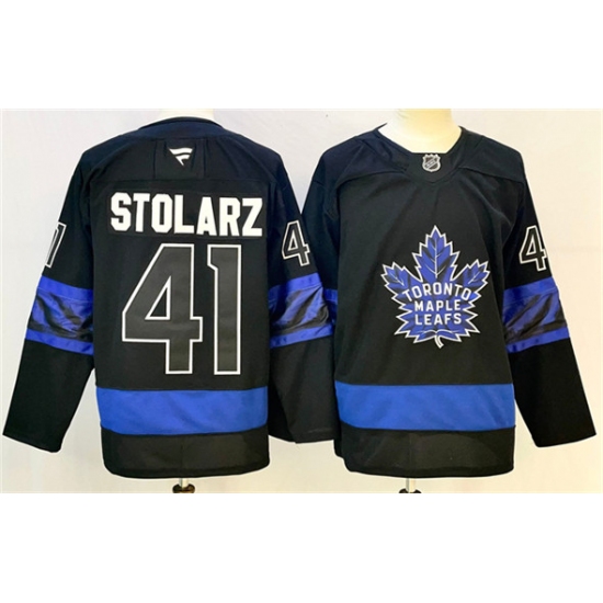 Men's Toronto Maple Leafs 41 Anthony Stolarz Black 2024-25 Stitched Hockey Jersey