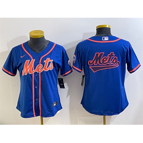 Youth New York Mets Team Big Logo Royal Cool Base Stitched Baseball Jersey