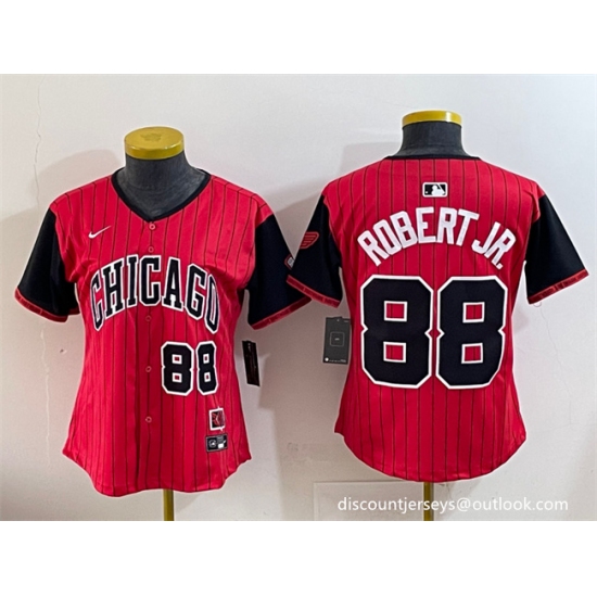 Women's Chicago White Sox 88 Luis Robert Jr. Red Black 2025 City Connect Limited Stitched Baseball Jersey(Run Small)