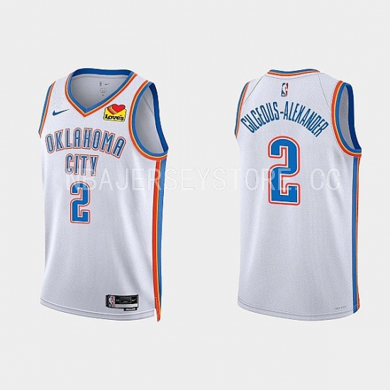 Men's Oklahoma City Thunder 2 Shai Gilgeous-Alexander Association Edition White Jersey