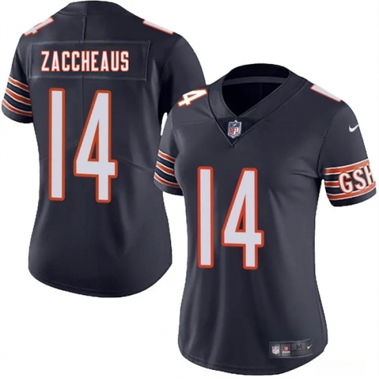 Women's Chicago Bears 14 Olamide Zaccheaus Navy 2025 Vapor Stitched Jersey(Run Small)