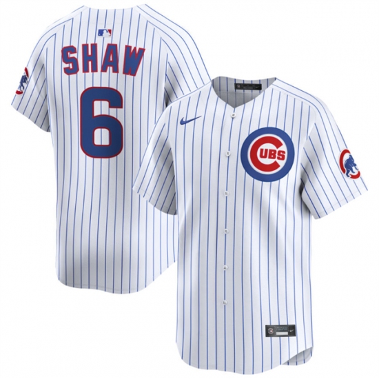 Men's Chicago Cubs 6 Matt Shaw White Home Limited Stitched Baseball Jersey