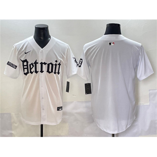 Men's Detroit Tigers Blank White 'Motor Gothic Edition' Vapor Premier Limited Stitched Baseball Jersey